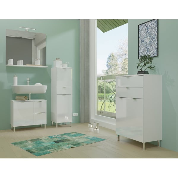 Стенно огледало със светлина/с рафт 76x75 cm – Germania-image-4