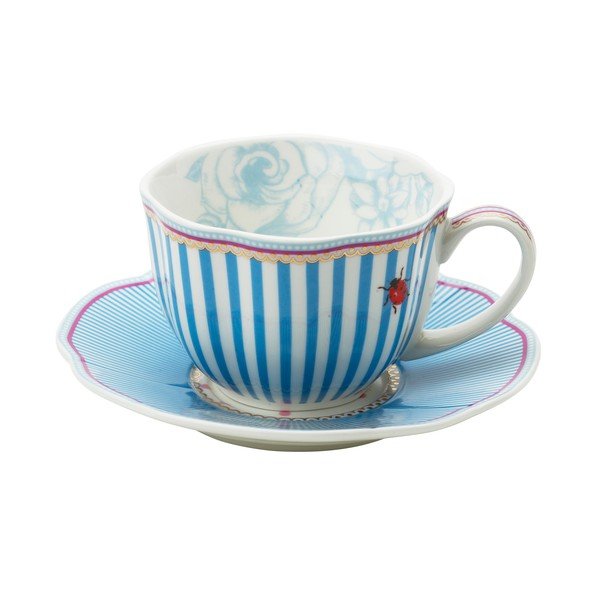 Porcelánový šálek s podšálkem Stripie od Lisbeth Dahl, 2 ks-image-1