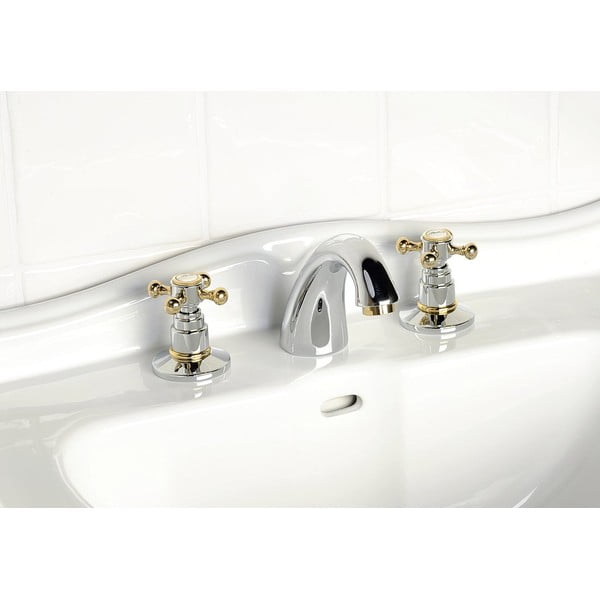 Батерия за мивка в лъскаво-сребрист и златист цвят Antea – Sapho-image-1