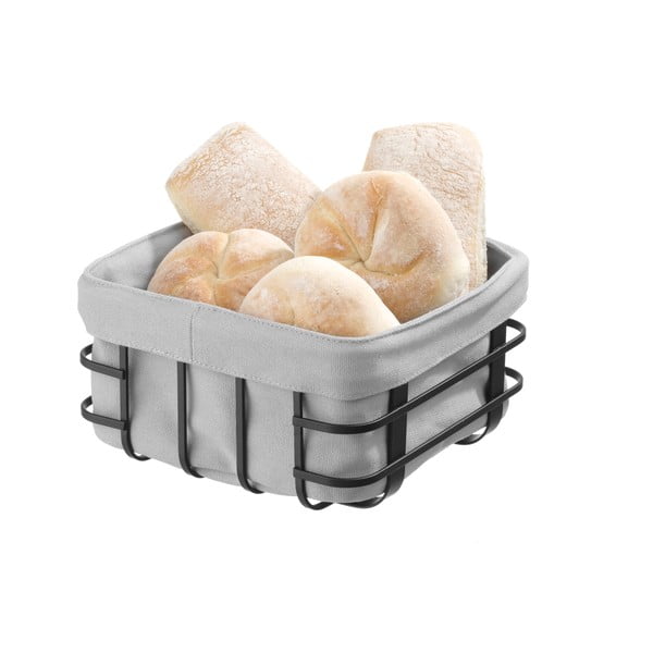 Черно-сива кошница за хляб с текстилна подплата , 19 x 19 cm - Hendi