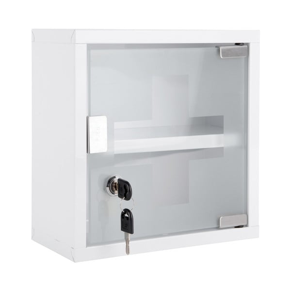 Бял метален висящ шкаф за лекарства 12x25 cm - PT LIVING