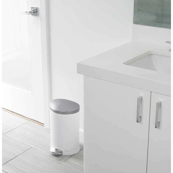 Бяло стоманено кошче за боклук с педал 6 l – simplehuman-image-1