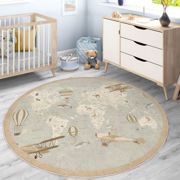 Детско килимче за игра подходящо за пране ø100 cm Vintage World – Mila Home-image-3