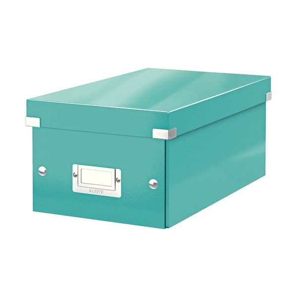 Тюркоазена картонена кутия за съхранение с капак Click&Store - Leitz