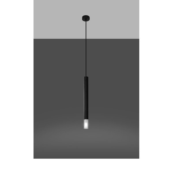 Черно метално висящо осветително тяло ø 8 cm Vittoria – Sollux-image-4