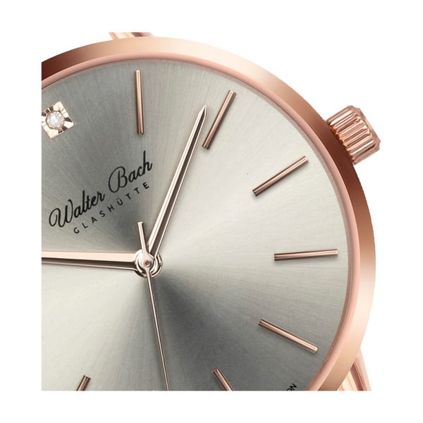 Дамски часовник с 1 диамант и диамантена каишка от неръждаема стомана - Walter Bach-image-3