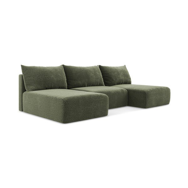 Зелен разтегателен ъглов диван с място за съхранение Kalena – Makamii-image-1