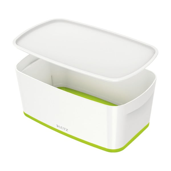 Бяло-зелена кутия за съхранение с капак Office, обем 5 л MyBox - Leitz