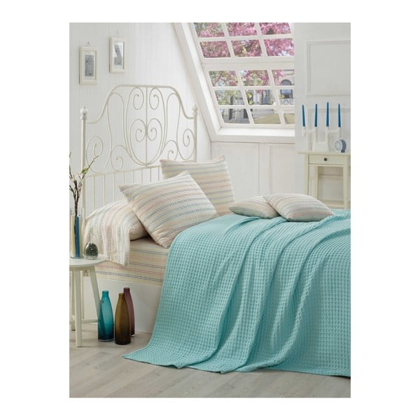 Комплект памучна покривка за двойно легло с чаршаф и калъфки за възглавници Torquisso, 200 x 230 cm - Mijolnir