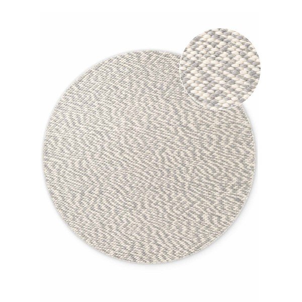 Светлосив/кремав ръчно изработен вълнен кръгъл килим ø 160 cm Lyon Beans – Elle Decoration