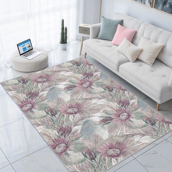 Лилаво-сив килим подходящ за пране 80x150 cm Dusty Flowers – Mila Home-image-3