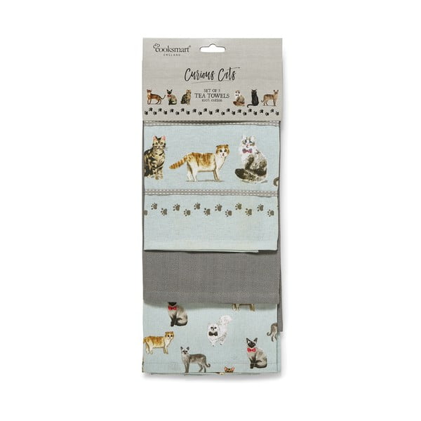 Чаени кърпи и кърпа за съдове в комплект от 4 бр. Curious Cats – Cooksmart ®-image-3