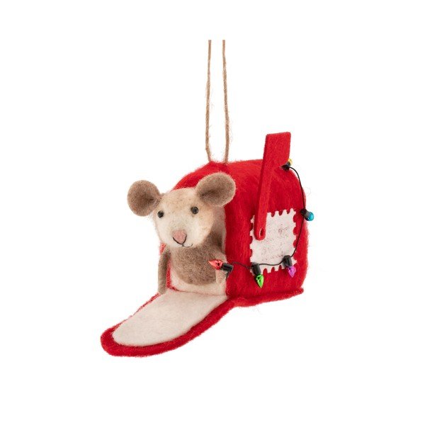 Текстилна Коледна украса 13 cm Mouse in Letter Box – Sass & Belle