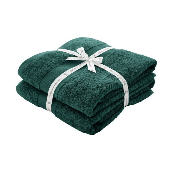 Тъмнозелени памучни хавлиени кърпи в комплект от 2 бр. от тери 90x140 cm Anti-Bacterial – Catherine Lansfield-image-4