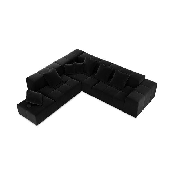 Ъглов диван от черно кадифе (променлива) Rome Velvet - Cosmopolitan Design-image-3
