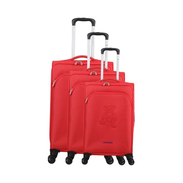 Комплект от 3 червени багажа на 4 колела Lulucastagnette Emilia - LULUCASTAGNETTE