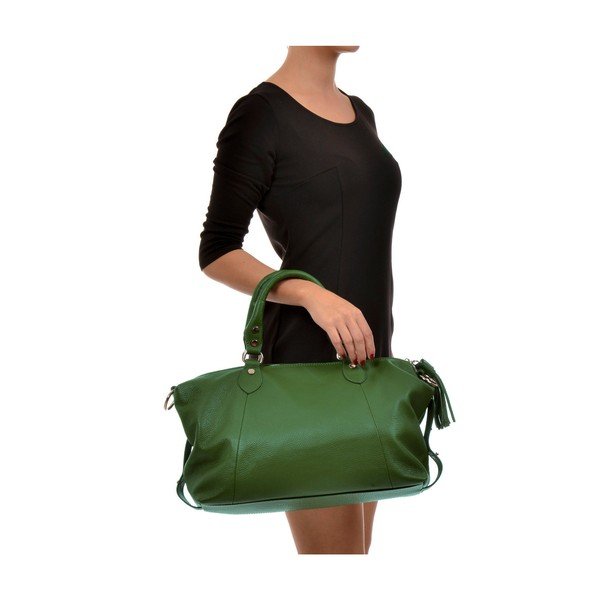 Зелена кожена чанта Mangotti Debra - Mangotti Bags-image-3