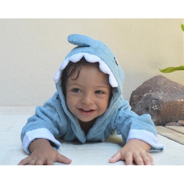 Син памучен бебешки халат размер S Shark - Rocket Baby-image-4