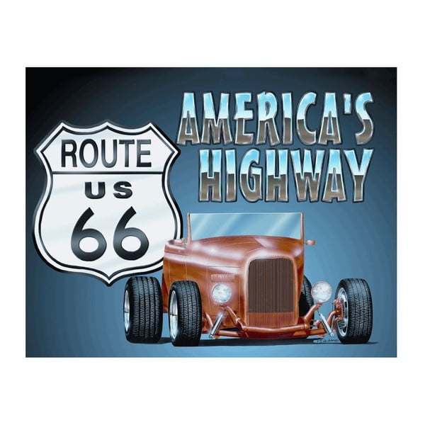Метална табела America's Highway, 30x40 cm - Postershop