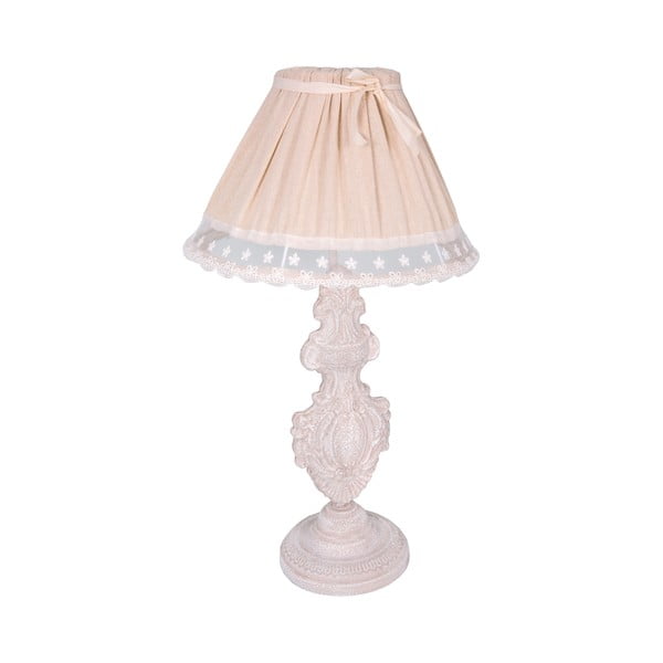 Светлорозова настолна лампа с текстилен абажур (височина 56 cm) – Antic Line