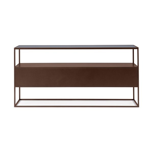 Тъмнокафява конзолна маса със стъклен плот 30x140 cm Godric – Bizzotto