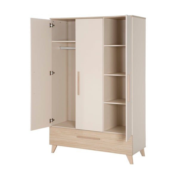 Кремав/в естествен цвят детски гардероб от декор от дъб  118x190x52 cm Sidney – Roba-image-3