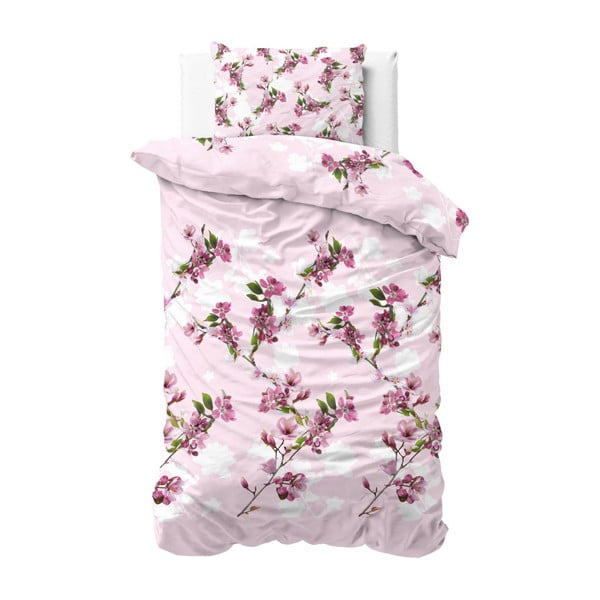 Памучно спално бельо за единично легло Flower Blush, 140 x 220 cm - Sleeptime