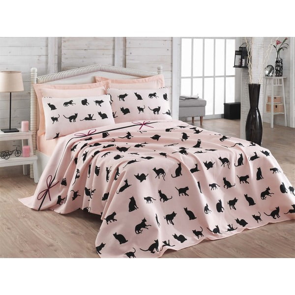 Покривка за двойно легло с калъфки за възглавници и чаршаф Cat, 200 x 235 cm Cats - Mijolnir