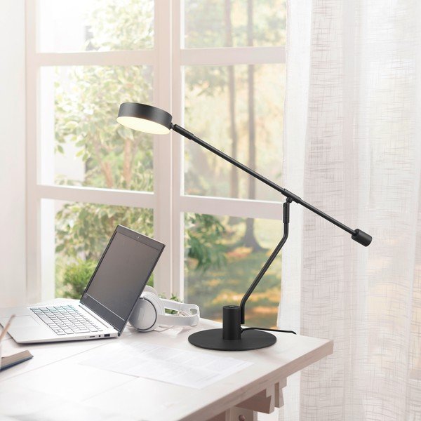 Матово черно LED настолна лампа с огъваща се структура (височина 64 cm) Manduro – Trio-image-1