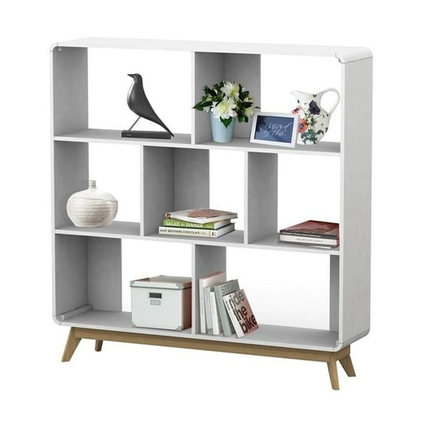 Бяла библиотека 122x126 cm Caitlin – Støraa-image-2