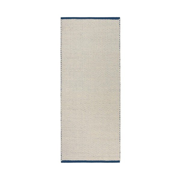 Синя/бежова ръчно изработена вълнена пътека 80x170 cm Lenu – noo.ma