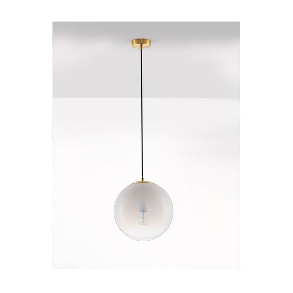 Бяло/ в златист цвят стъклено висящо осветително тяло ø 30 cm Vita – Nova Luce-image-3