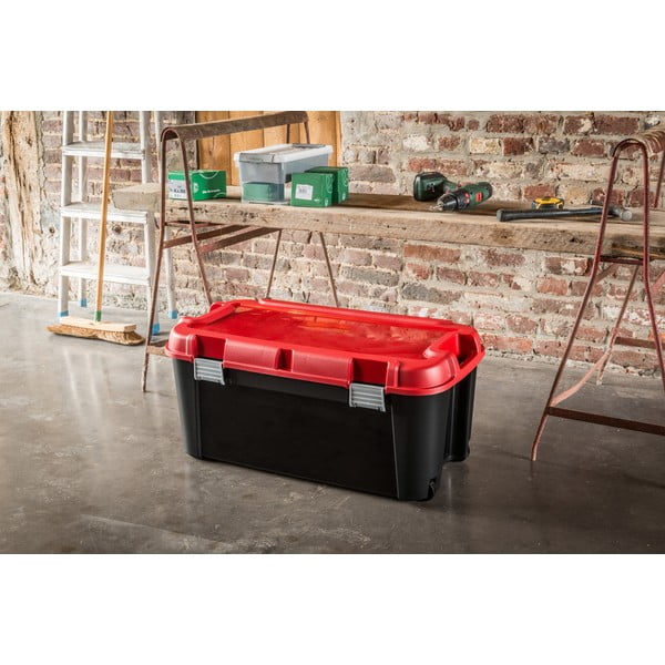 Червено-черна пластмасова кутия за съхранение с капак 79,5x39,5x37 cm Totem – Curver-image-1