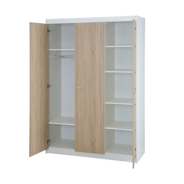 Детски гардероб с дъбов декор в бял и естествен цвят 131x190 cm Gabriella - Roba-image-3