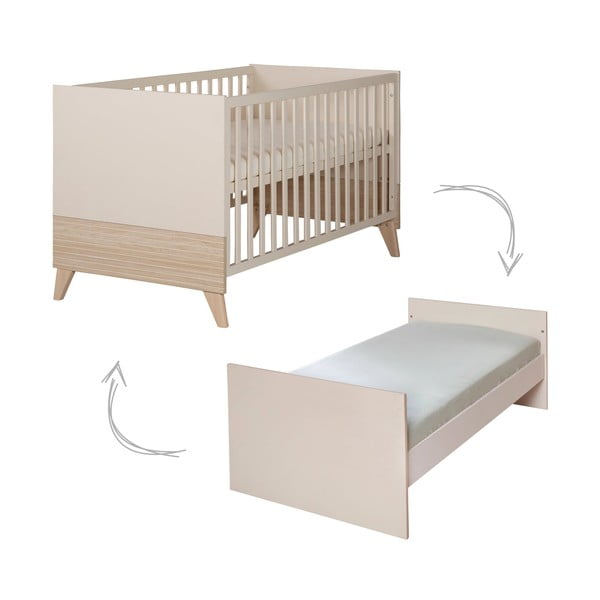 Бежово детско креватче 70x140 cm с регулируема височина Sidney – Roba-image-2
