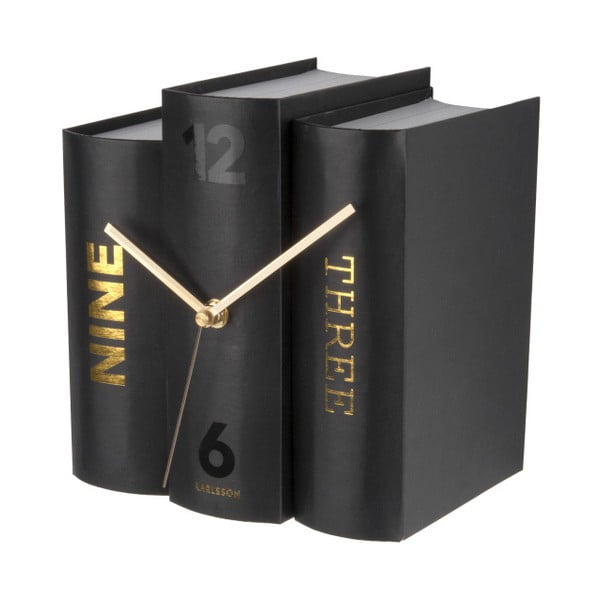 Черен настолен часовник във формата на книги Book - Karlsson