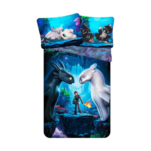 Синьо  единично  памучно детско спално бельо 140x200 cm How To Train Your Dragon – Jerry Fabrics