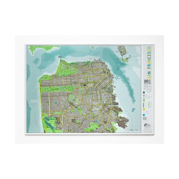 Карта на Сан Франциско в прозрачен калъф The Future Mapping Company Сан Франциско, 100 x 70 cm - THE FUTURE MAPPING COMPANY