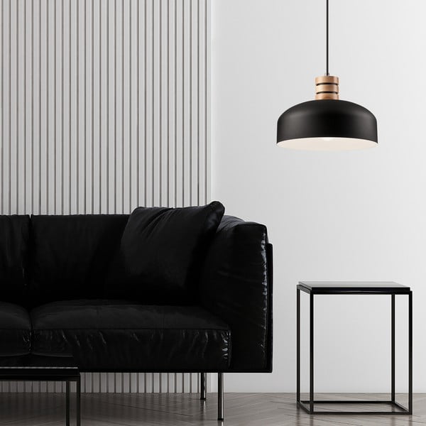 Черно висящо осветително тяло с метален абажур ø 30 cm Cosmo – LAMKUR-image-1