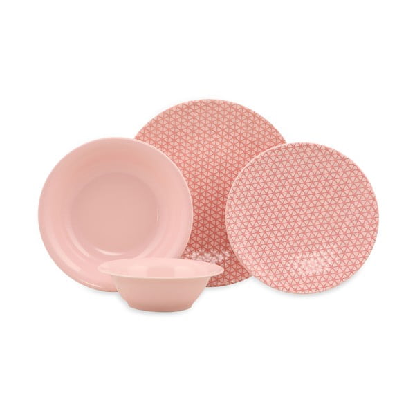 Комплект от 24 части от розови и бели порцеланови чинии Amelia - Kütahya Porselen