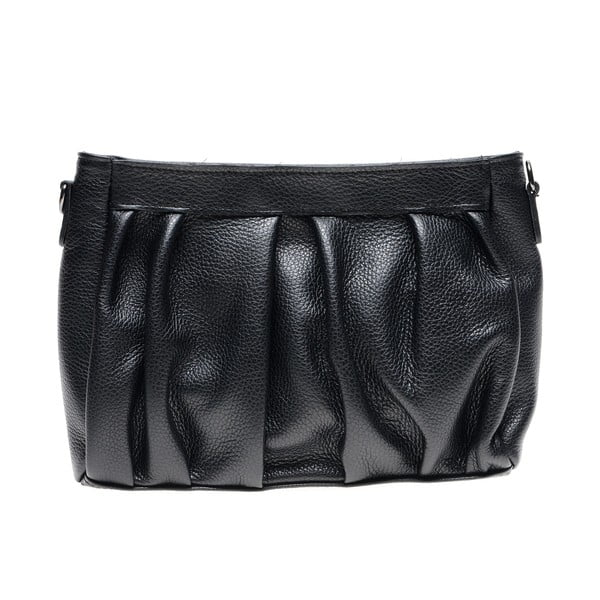 Черна кожена чанта за рамо - Luisa Vannini