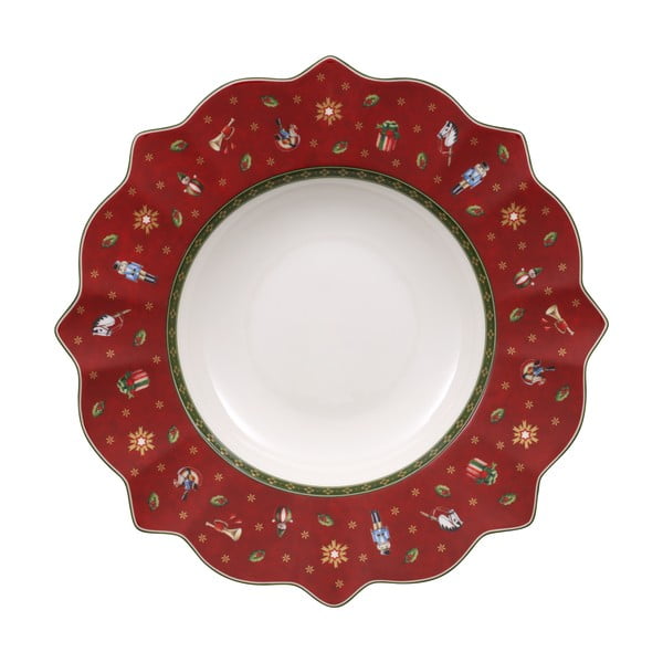 Червена дълбока порцеланова чиния с коледен мотив Villeroy & Boch, ø 26 cm - Villeroy&Boch