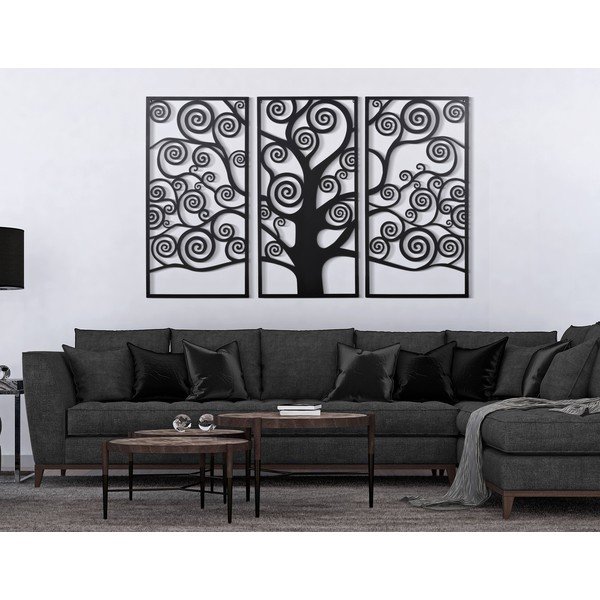 Черна декорация за стена от 3 части Albero Della Vita - Mauro Ferretti-image-1