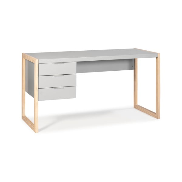 Сиво писалище с крака от борова дървесина Frank - Marckeric-image-2