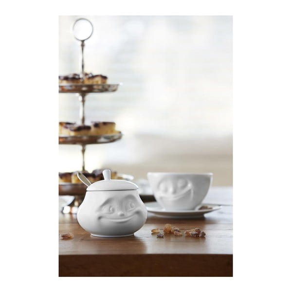 Бяла усмихната захарница от порцелан - 58products-image-1