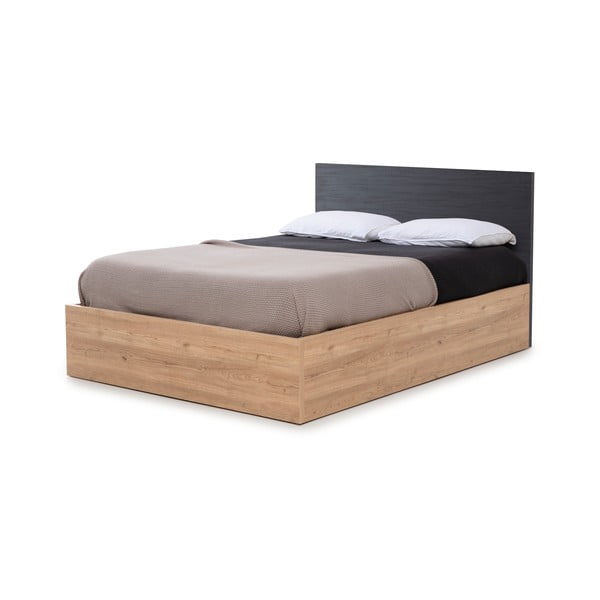 Сиво двойно легло с място за съхранение и решетка 160x200 cm Kronos - Marckeric