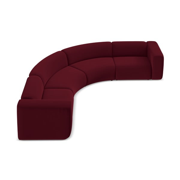 Бордо кадифен ъглов диван Ekahi – Makamii-image-3