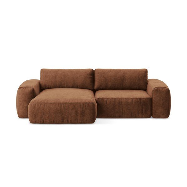 Теракотен шенилов сгъваем ъглов диван (ляв ъгъл) Kuki – Makamii