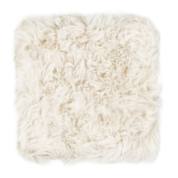Bílý podsedák z ovčí kožešiny na jídelní židli Royal Dream Zealand, 40 x 40 cm