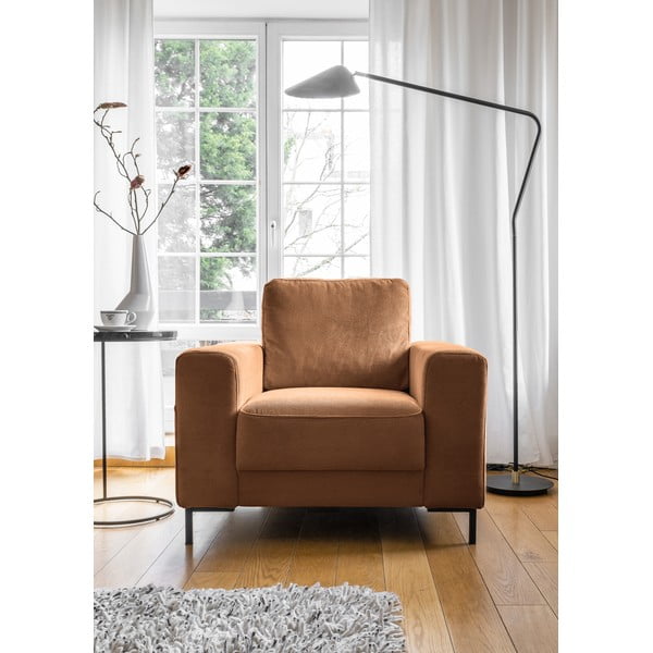 Оранжево/кафяво кресло от рипсено кадифе Lofty Lilly – Miuform-image-1